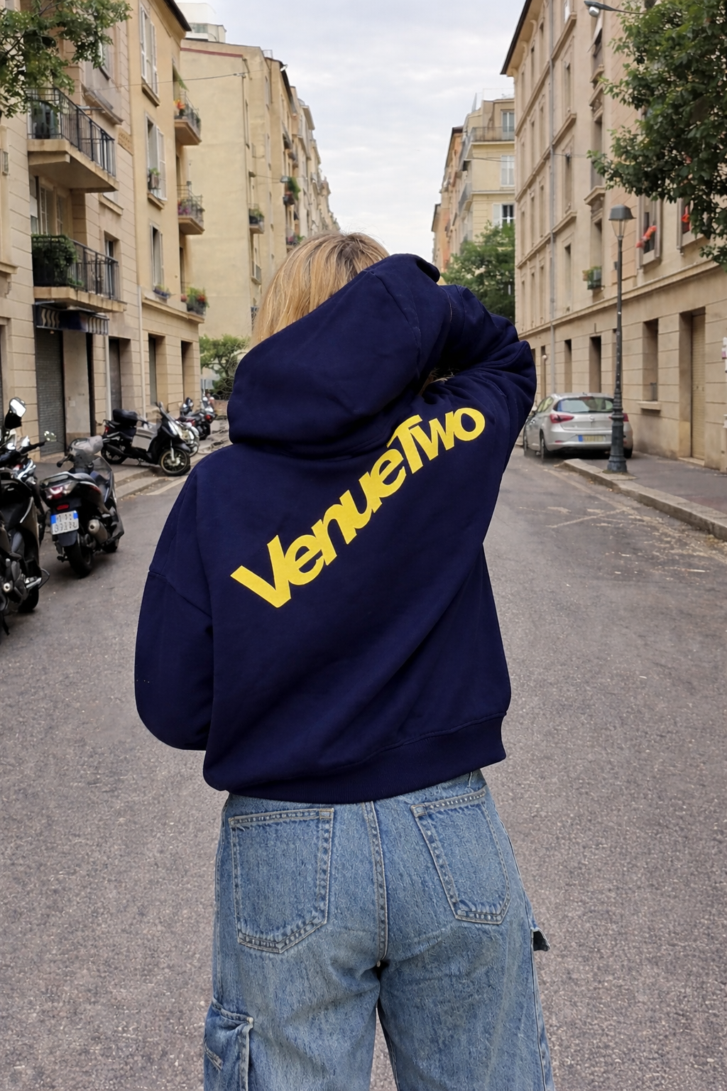 Oversized heavyweight hoodie with branding