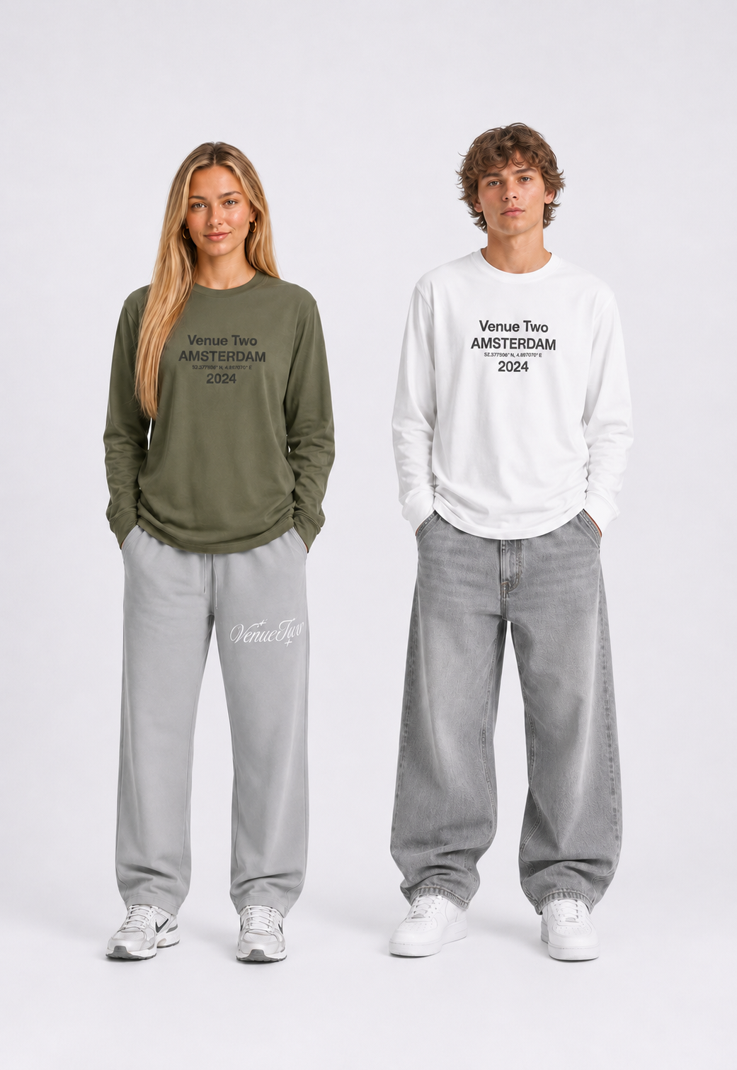 Amsterdam Longsleeve bundle | Military Green / White | Unisex